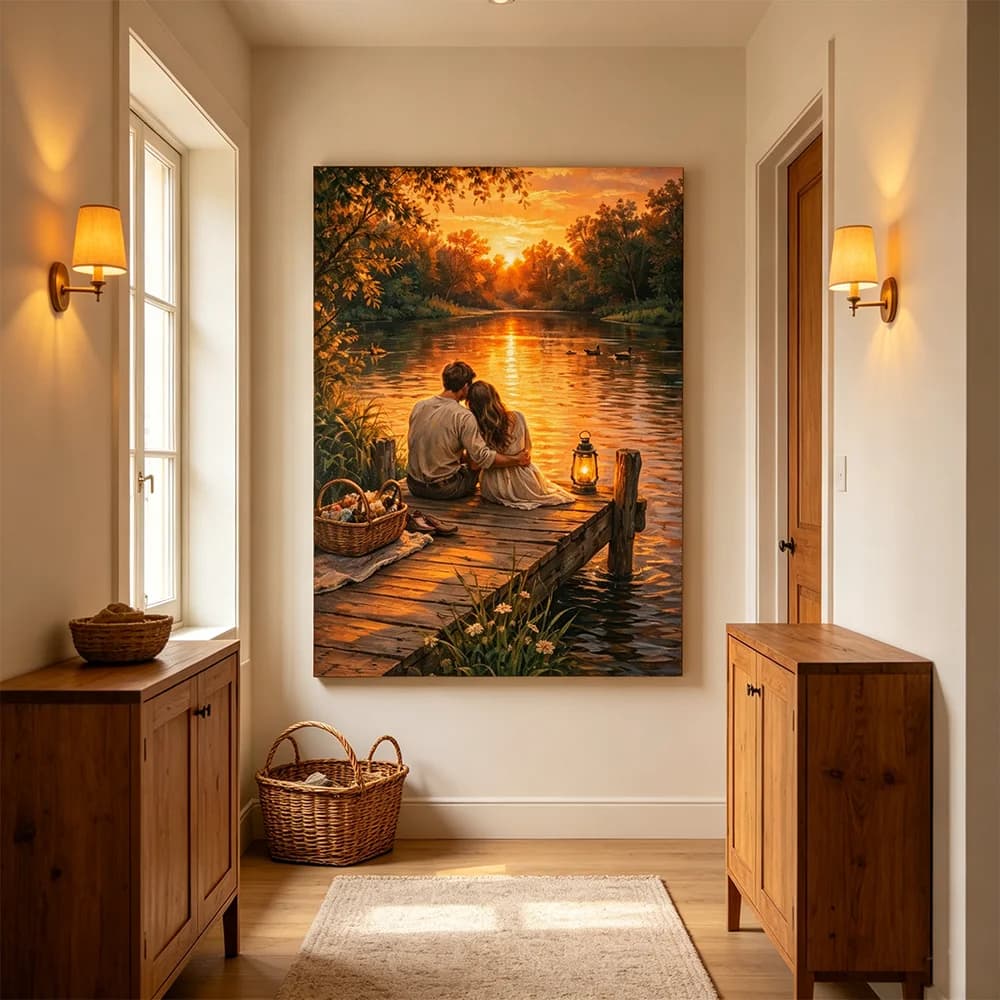 Vintage Aesthetic Wall Art Painting Classic HD Canvas Posters and Printed Home Decor Sunset Landscape Picture Gifts