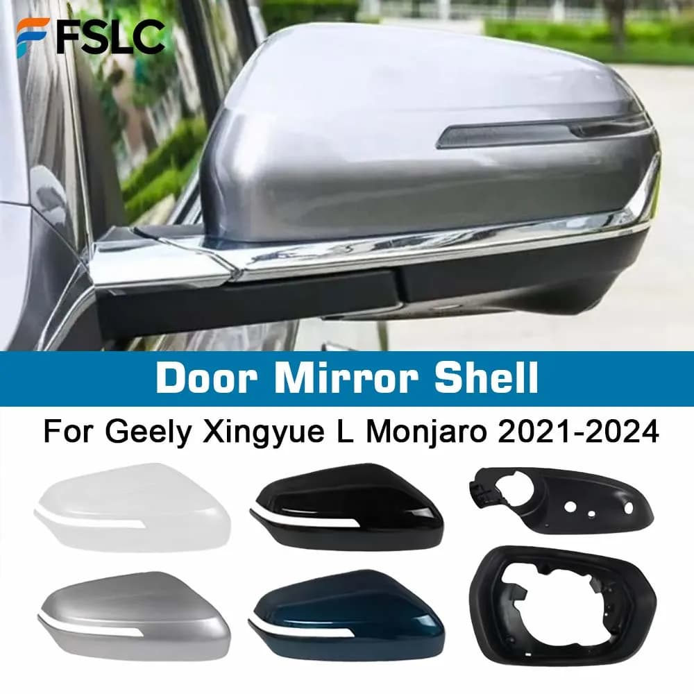 Door Mirror Shell For Geely Xingyue L Monjaro 2021-2024 Picture Frame Turn Signal Electroplated Bright Strip White Silver Black