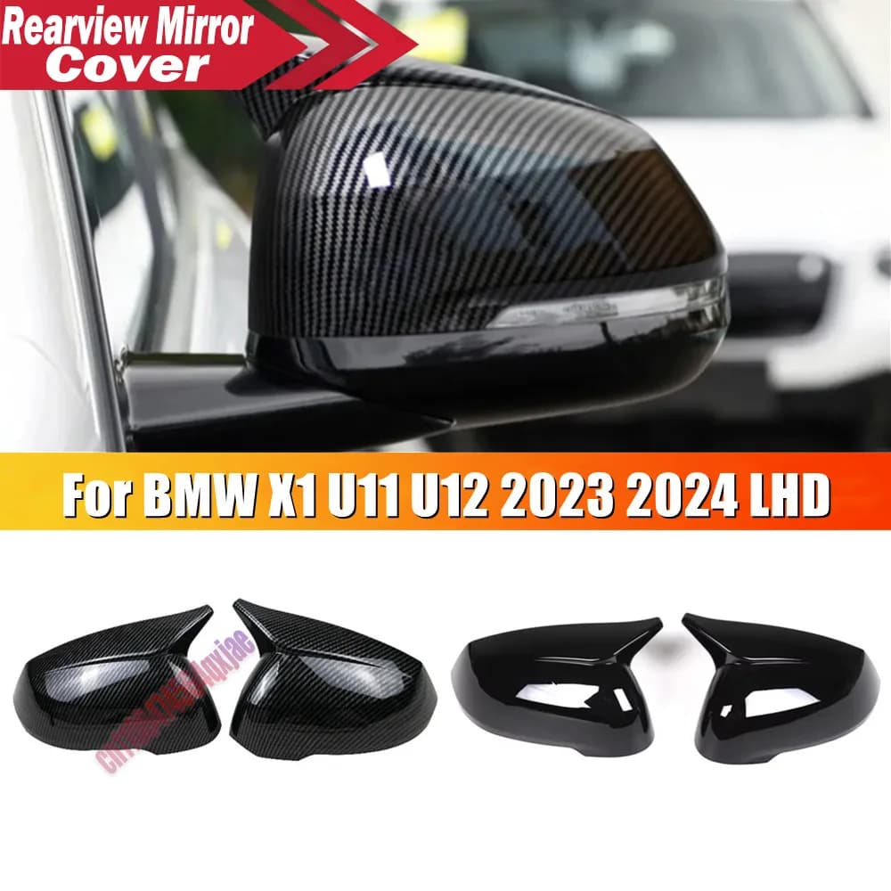 For LHD BMW X1 U11 U12 2023 2024 ABS Car Rearview Side Mirror Cover Wing Cap Exterior Door Housing Trim Adhesive Sticker