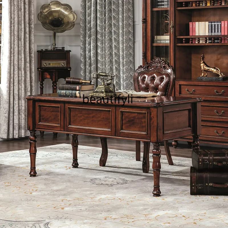 Mahogany core wood American desk all solid wood study desk boss computer study table