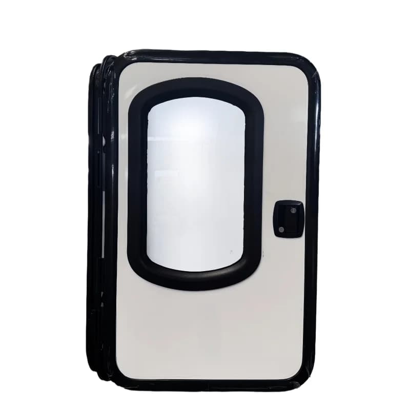 600x900mm White Teardrop Camper Trailer Door with Oval Tempered Glass Fixed Window for Recreational Vehicle Caravan Custom Sizes
