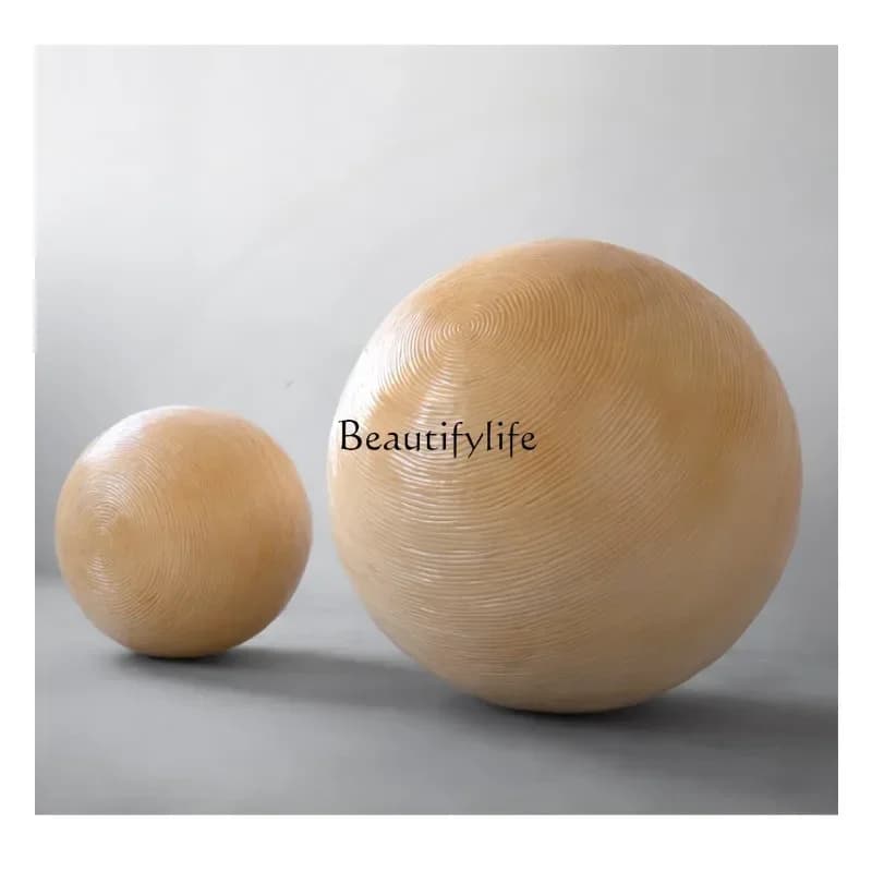 Wood carving ball hotel lobby window corner large floor-to-ceiling ornament hall sculpture artwork