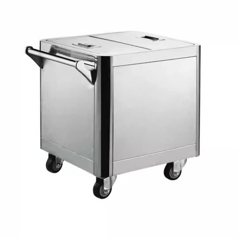Stainless steel rice storage box square bucket with lid flour cart extra large 50kg 25kg mobile wheelbarrow 15kg