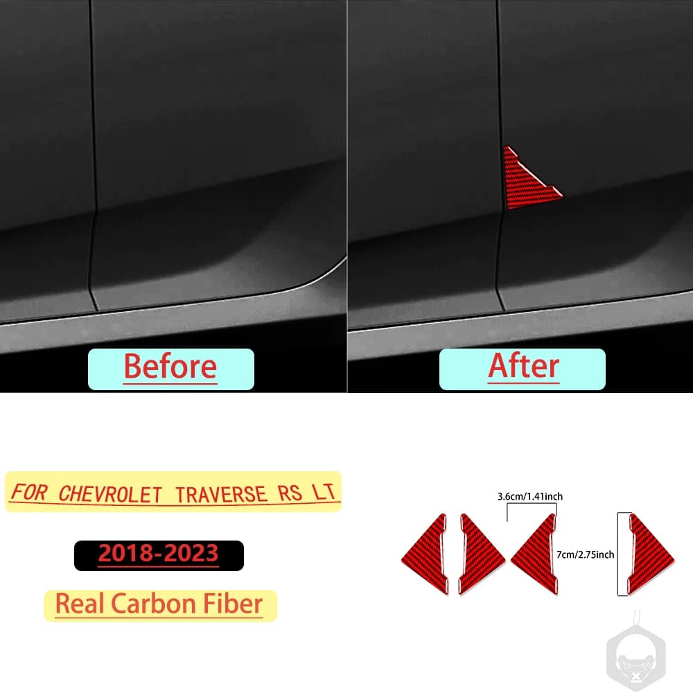 For Chevrolet Traverse RS LT 2018–2023 Car Door Impact Protector Trim Real Soft Carbon Fiber Interior Car Accessories Stickers