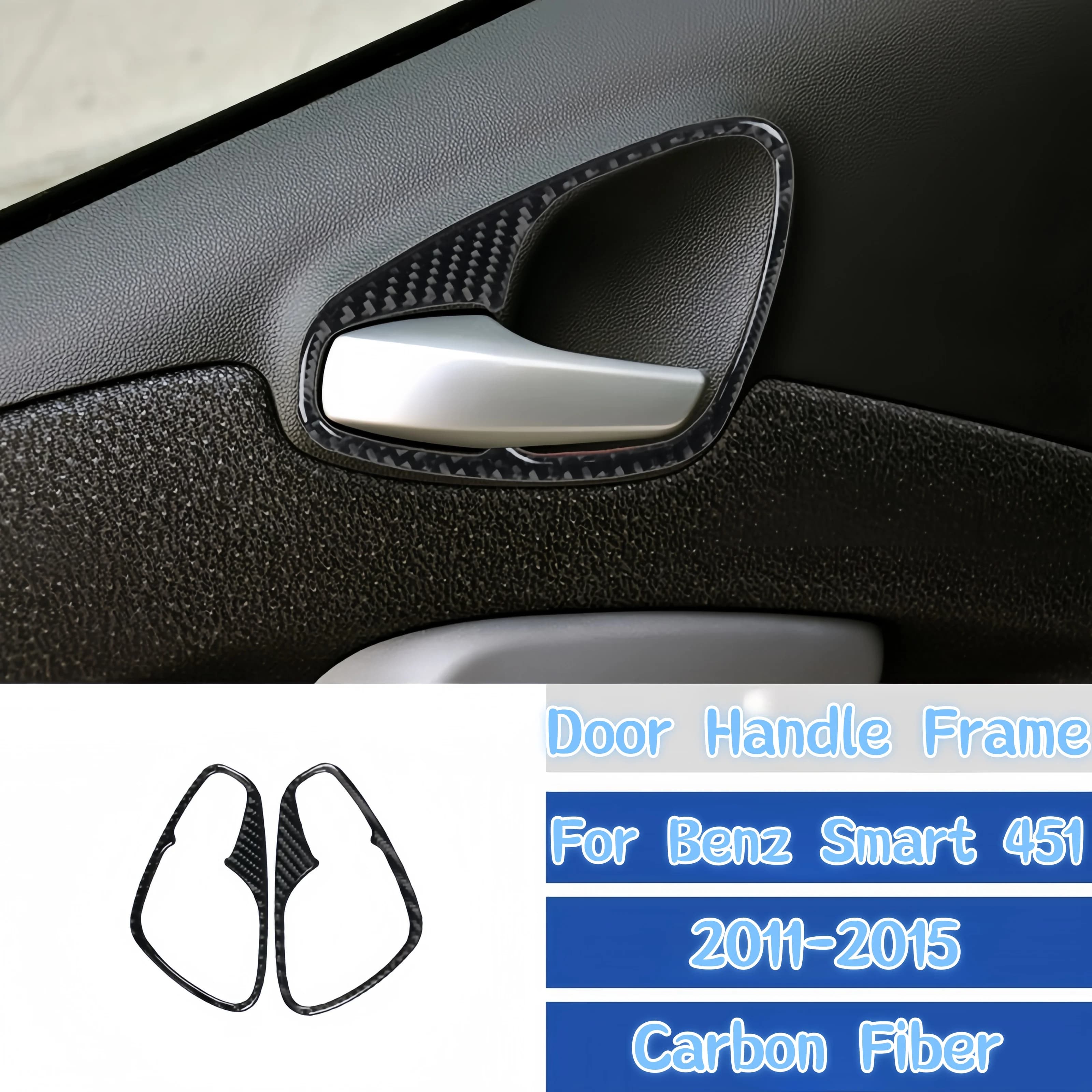 For Benz Smart 451 2011-2015 Car Interior Accessories Carbon Fiber Auto Inner Door Handle Frame Trim Cover Decorative Stickers
