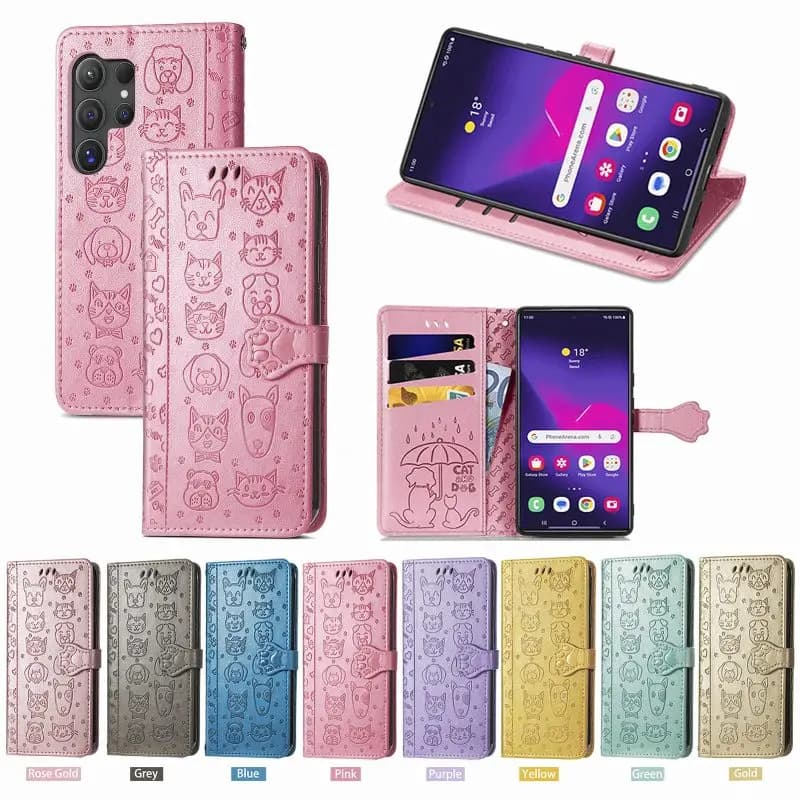Cat Dog Pattern Flip Phone Cover For Sony Xperia 10 III 10 IV 10V 10VI 5 V 5 IV 5 III 1 VI 1 V 1 IV 1 III With Zipper Wallet
