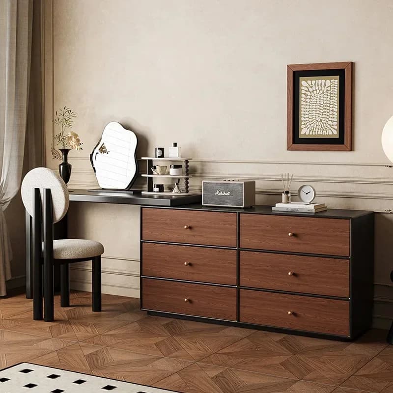 Vintage Dressing Tables Soild Wood Makeup Table Vanity Chest of Four Drawers Mirror Apartment Dressing Table Bedroom Furniture