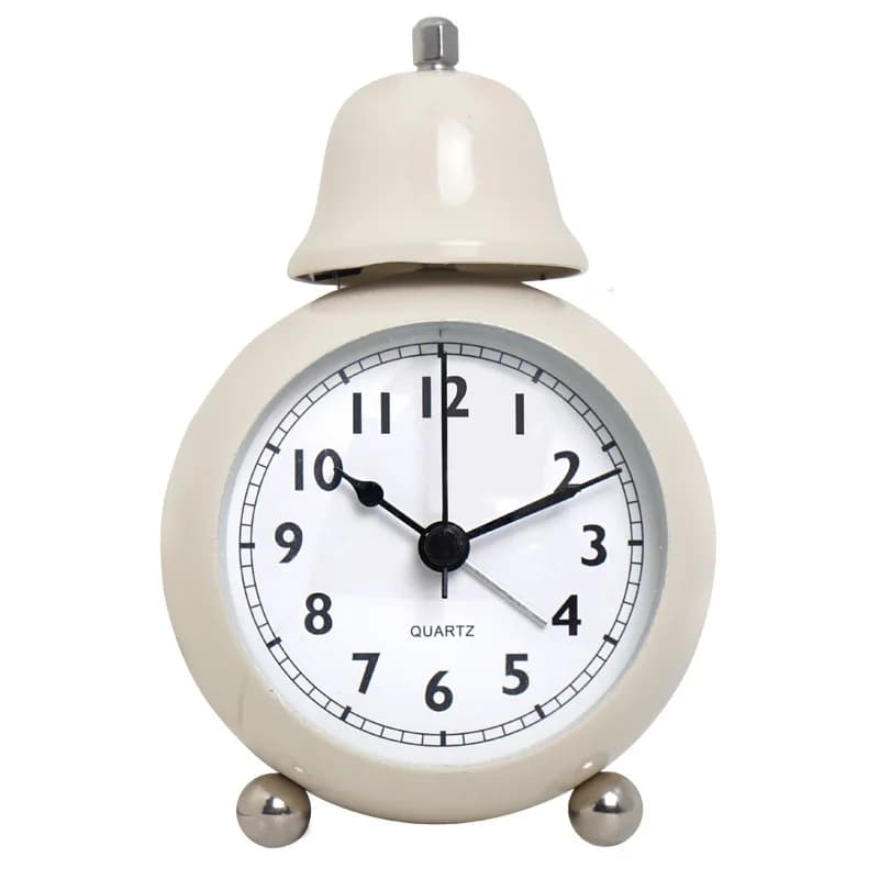 European-style retro metal single bell children's creative bedside night light table clock student silent clock watch