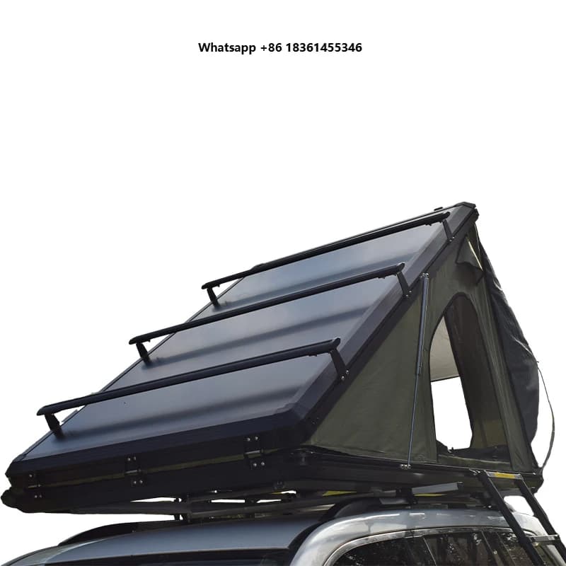 For Outdoor Camping, SUV & Off-Ro High Quality 3000mm+ WaterprooSeason Extended Triangle Hard Shell Aluminum Rooftop Tent
