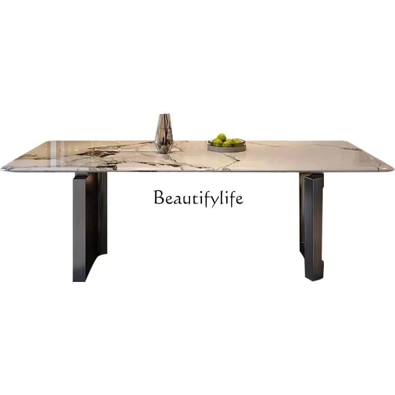 New light luxury high-end marble dining table modern simple rectangular dining table