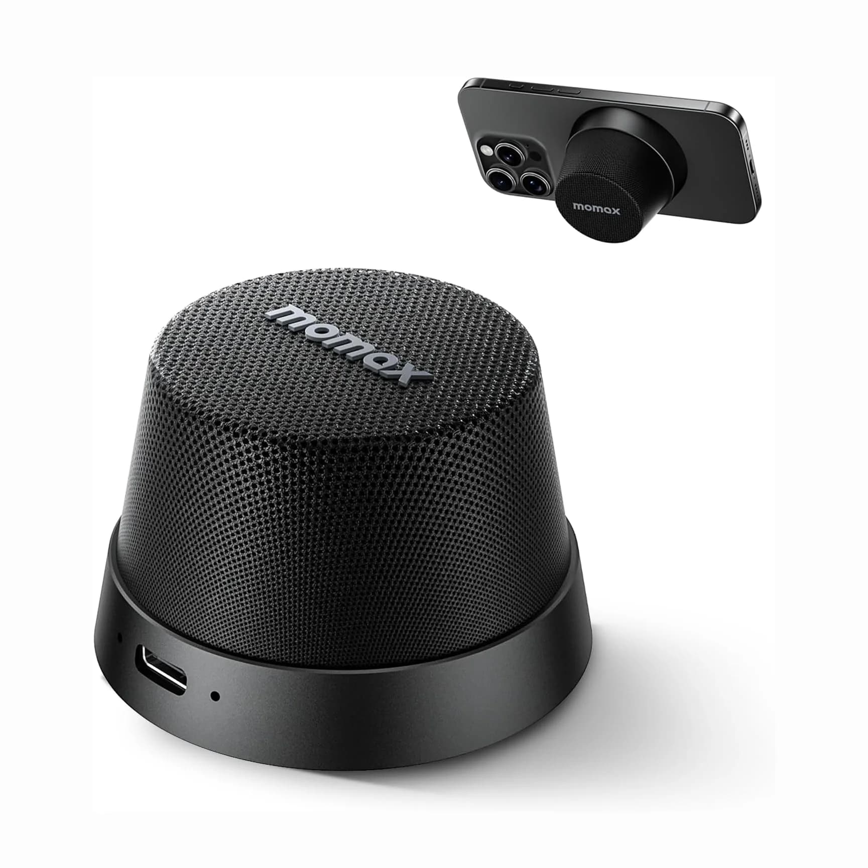 MOMAX Magnetic Portable Bluetooth Speaker - Mini Waterproof Shower Speaker with Bass, 12H Playtime