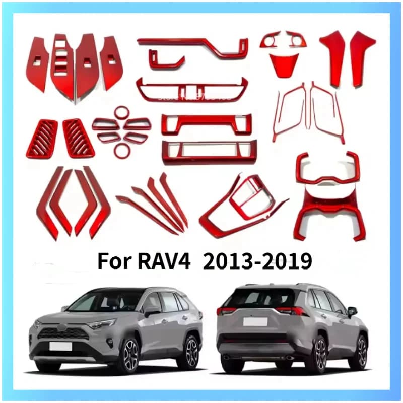 Car Interior Red Decor Accessories For Toyota RAV4 XA50 2019-2023 RAV 4 Hybrid Seat Adjust Button/Gearbox/Window Lift Cover Trim