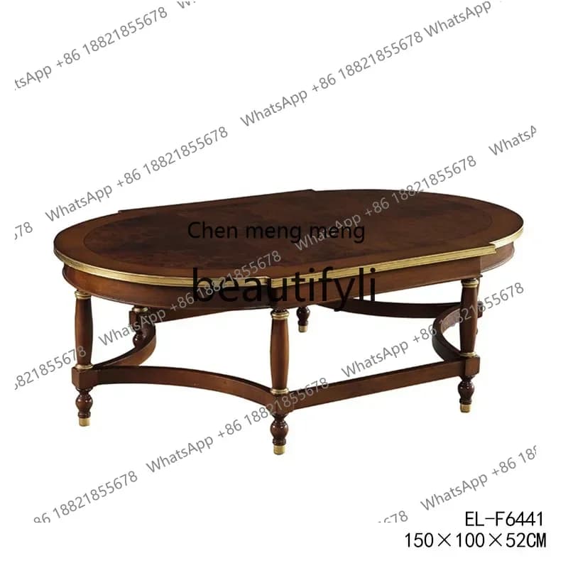 D06 New Chinese luxury tea table tea table whole solid wood antique  oval coffee table