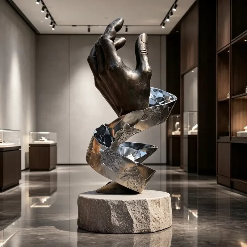 Jingyue Custom Modern Stainless Steel Polished Abstract Hand-Made Sculpture Art Figurine High-End Home Decor Business Gift