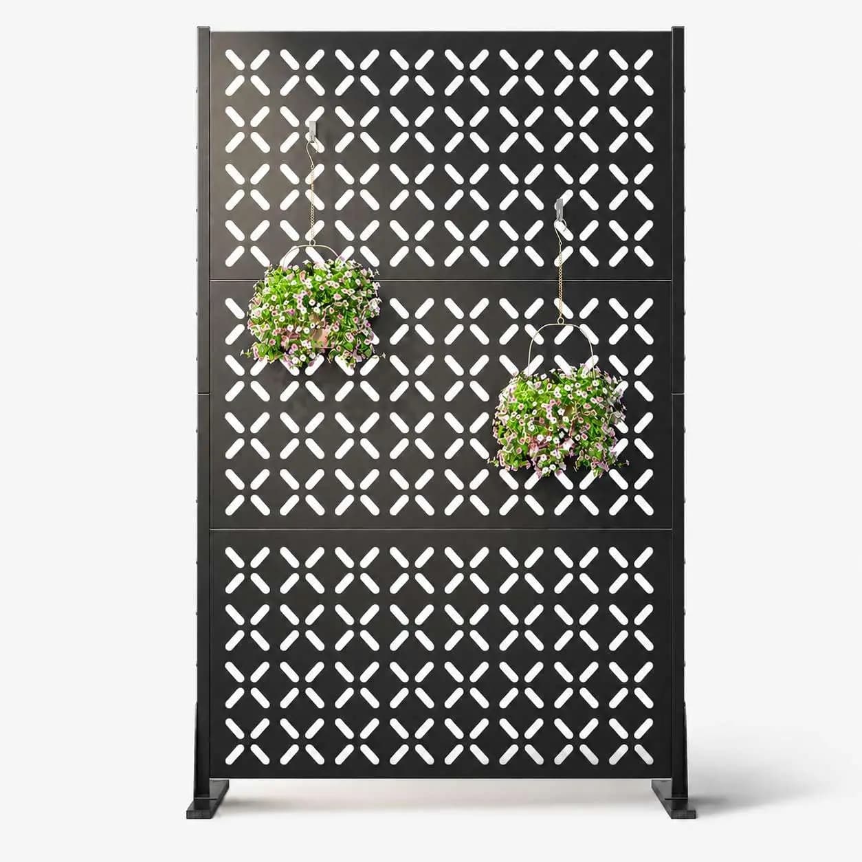 72" Outdoor Privacy Fence Screen, Decorative Metal Panel Patio Divider