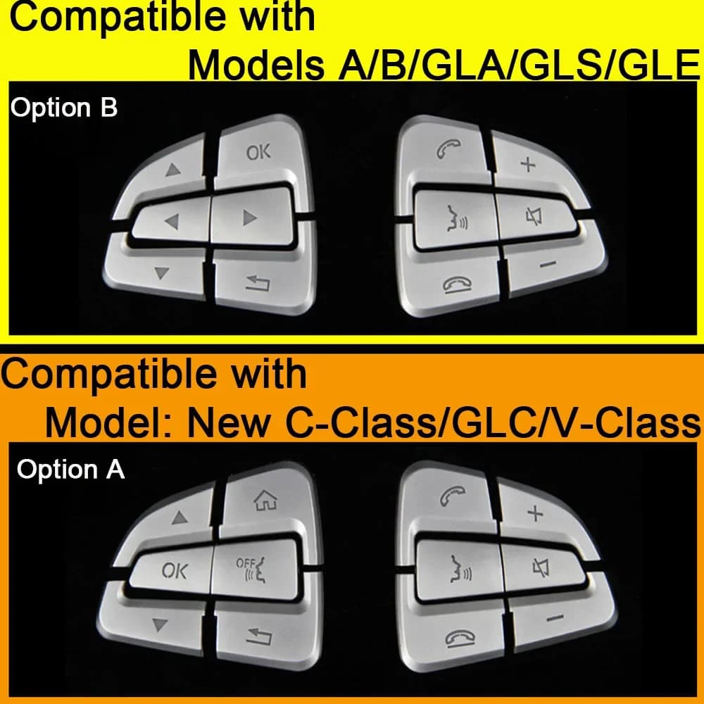 For Mercedes-Benz C-Class A205 C205 2019-2023 GLC X253 2019-2022 W166 W167 Car Steering Wheel Button Trim Silver Sticker
