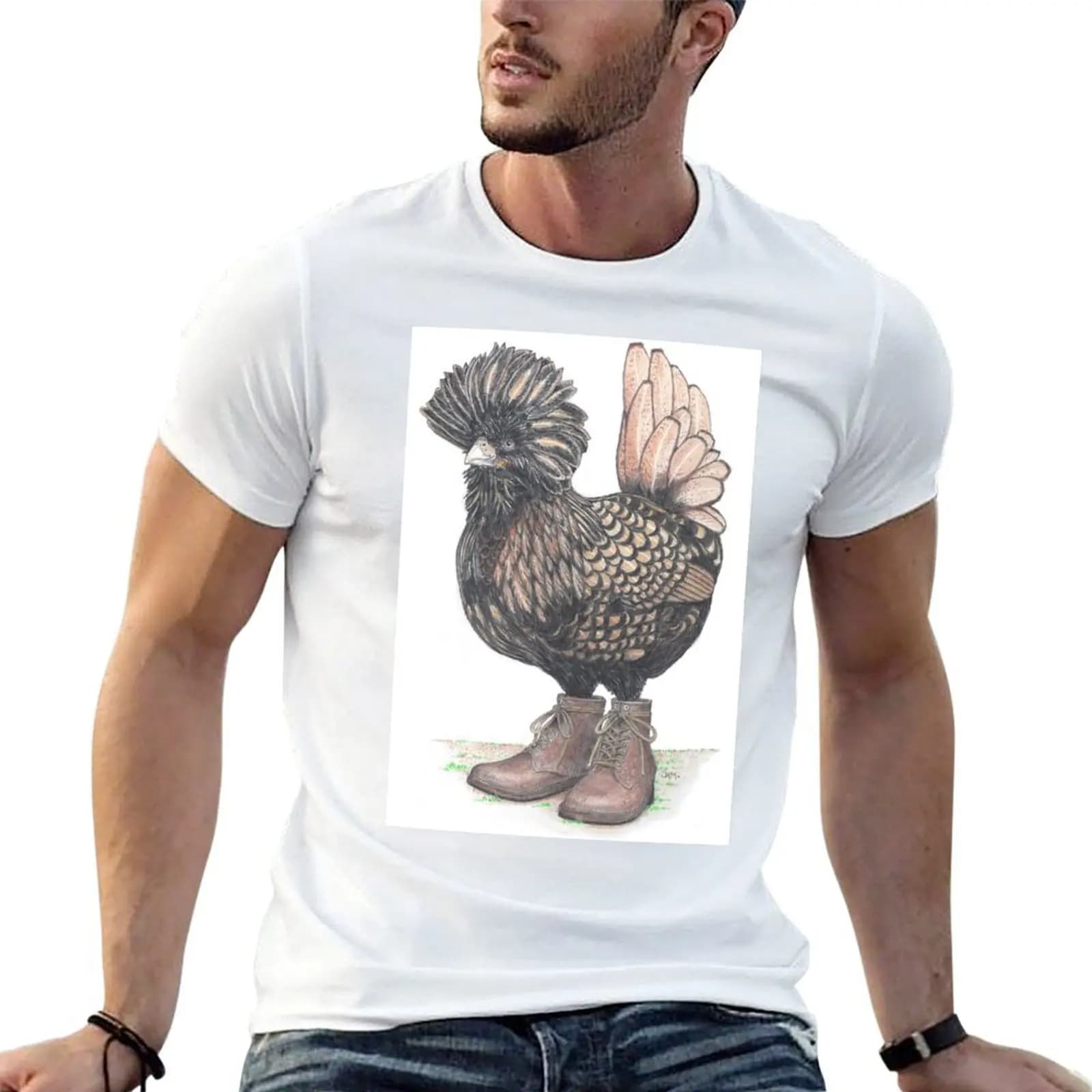 Polish chicken in farm boots T-Shirt Short sleeve tee luxury designer designer t shirt men