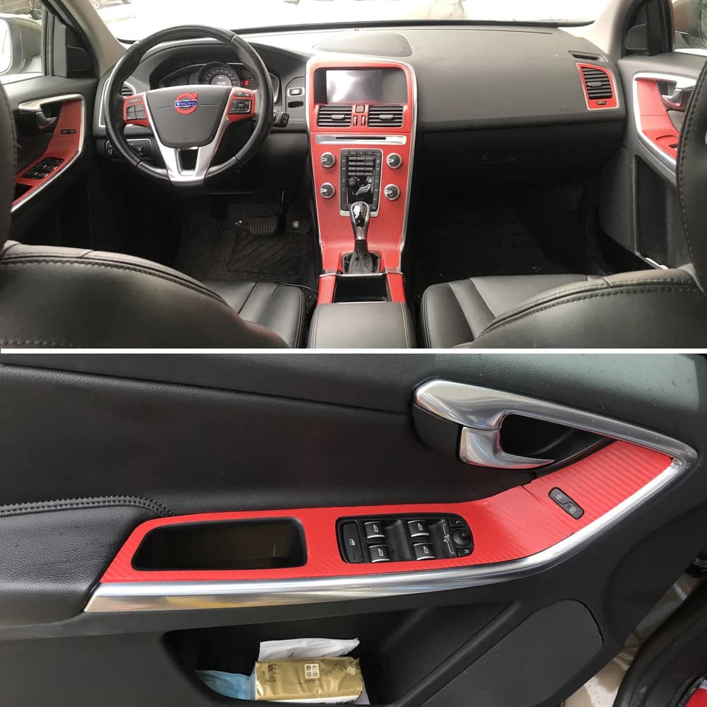 For Volvo XC60 2009-2018 Interior Central Control Panel Door Handle 5D Carbon Fiber Stickers Decals Car Styling Accessorie