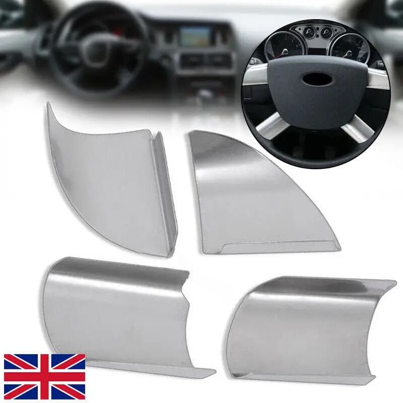 1Set Interior Steering Wheel Cover Trim Decor Fit For Ford Transit MK7 2006-2014 Silver 4x Car Interior Decoration Accessories