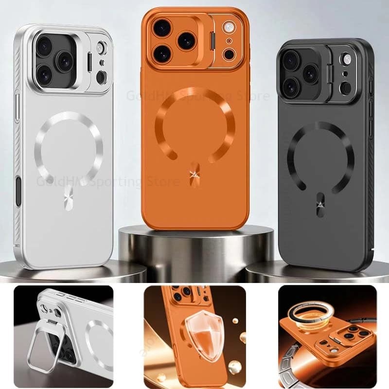 Flip Camera Stand For Magsafe Case For Apple 17 Pro Max Wireless Charging Magsafing Cover For iPhone 17 Pro Magnetic Back Cover
