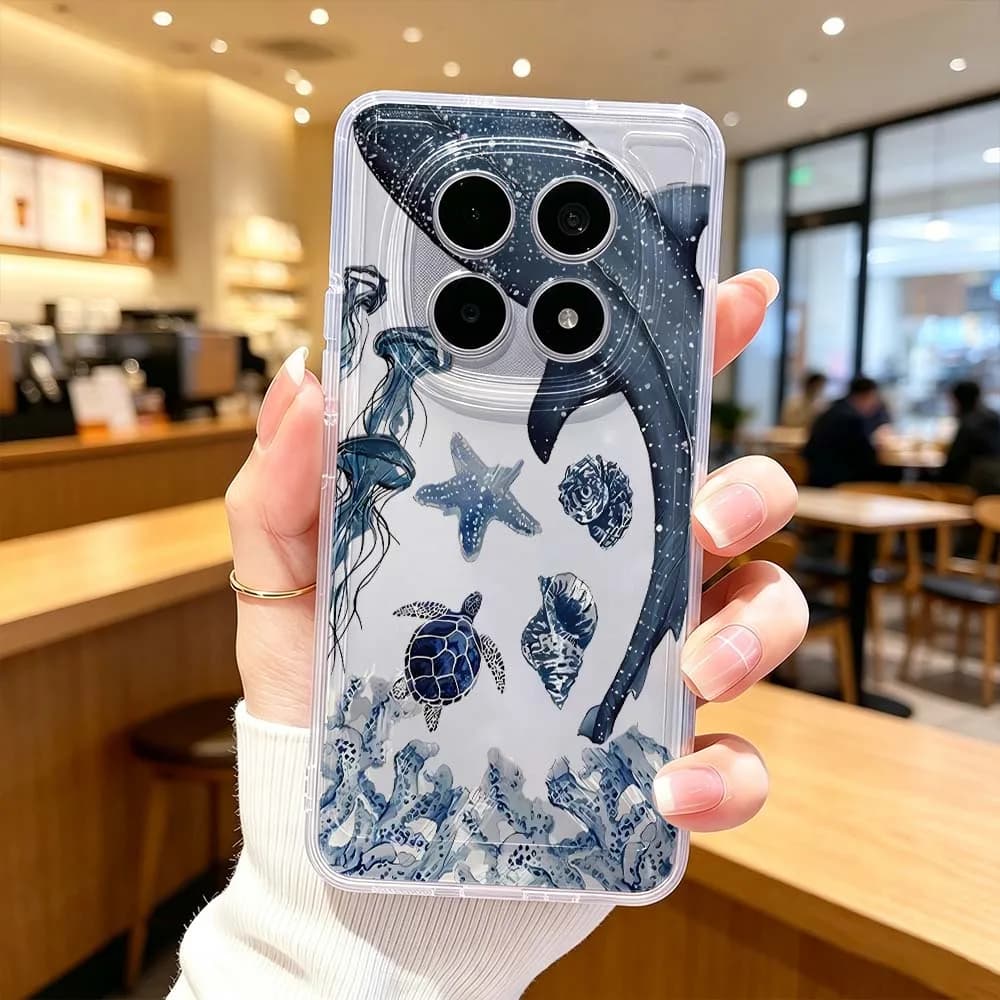 Ocean Whale Turtle Pattern Phone Case For Xiaomi POCO X7 X6 X5 F7 F6 F5 F4 M8 M6 C85 C71 Pro Protective Transparent Cover