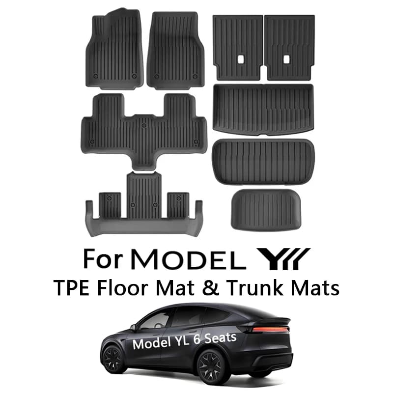 For Tesla Model YL 6-Seater TPE Rear Trunk Mats All Weather Floor Mat Anti-Slip Waterproof Cargo Liner Protective Anti Dirty Pad
