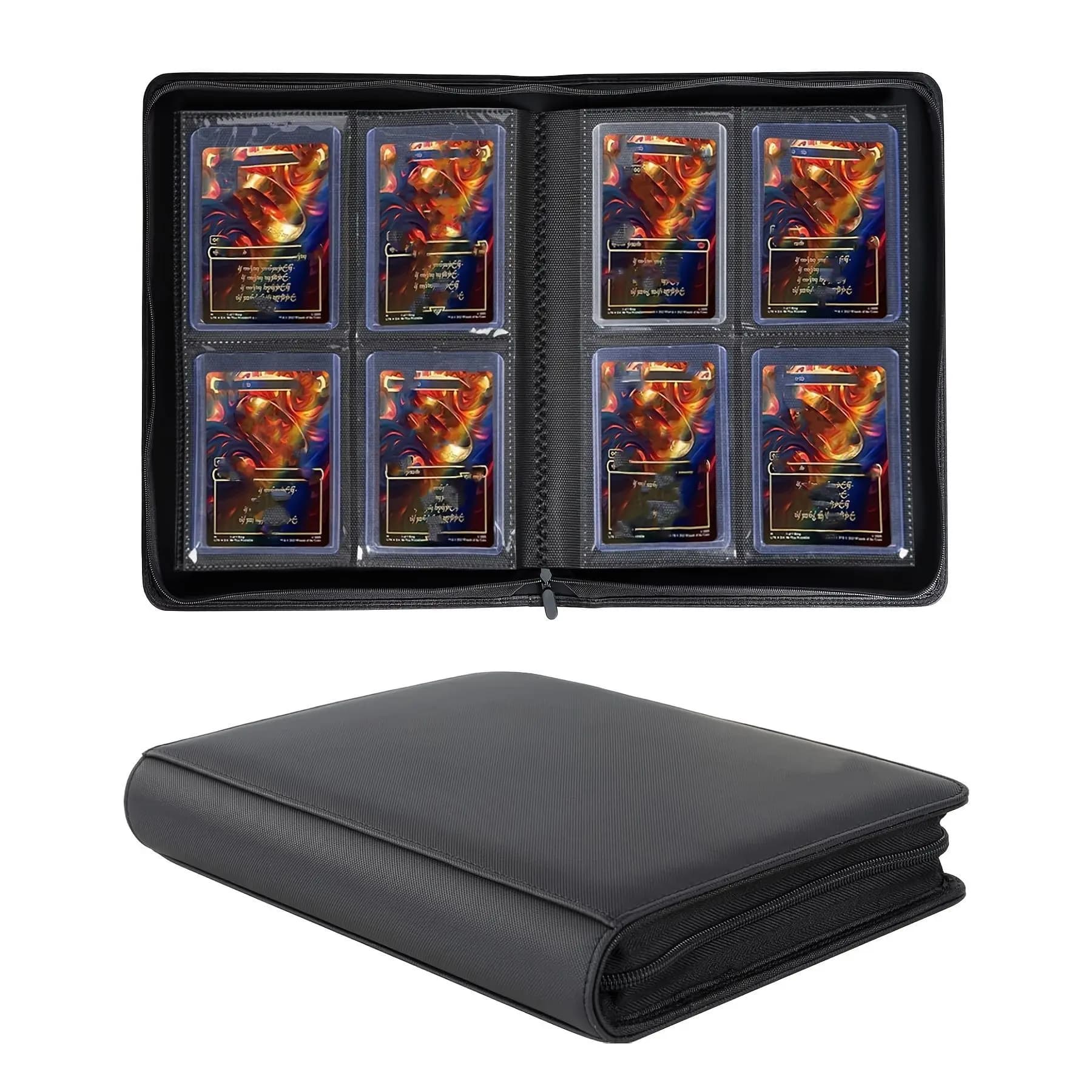 4-Pocket Zippered Card Binder 128 Slot for Yu-Gi-Oh! MTG Pokemon TCG Card Binder, Premium Portable Trading Card Album Collection