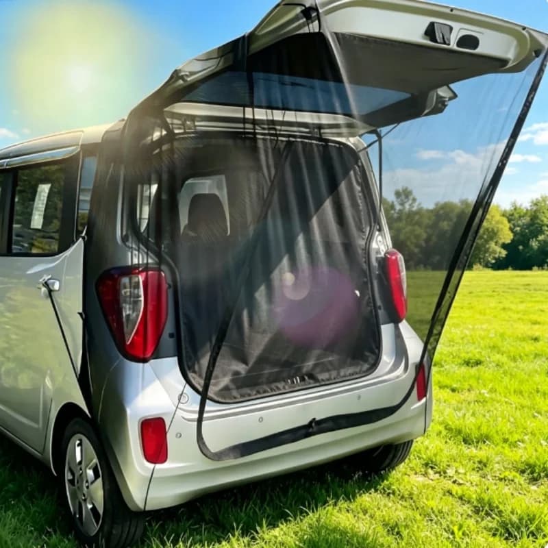 Camper Mosquito Net Extra-Stretch Large SUV Trunk Black Knit Mesh Curtain For Road Trips & Off-Road Vehicles Car Mosquito Net