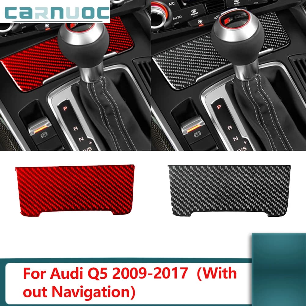 Car Carbon Fiber Interior Trim For Audi Q5 2009-2017（Without Navigation）Storage Cigarette Lighter Cover Sticker Accessories