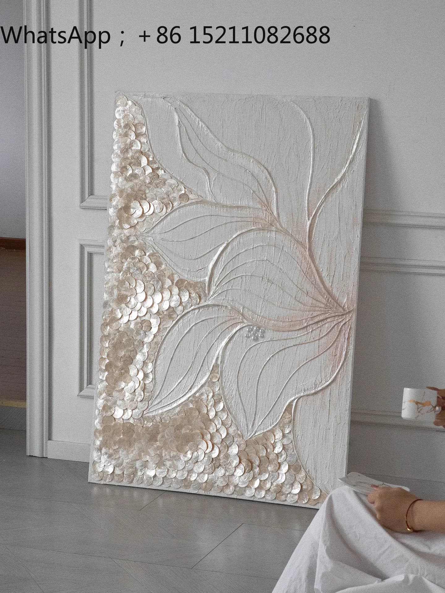 LLY Lotus hand-painted oil painting, living room, bedroom, entrance shell decoration, double wall hanging painting