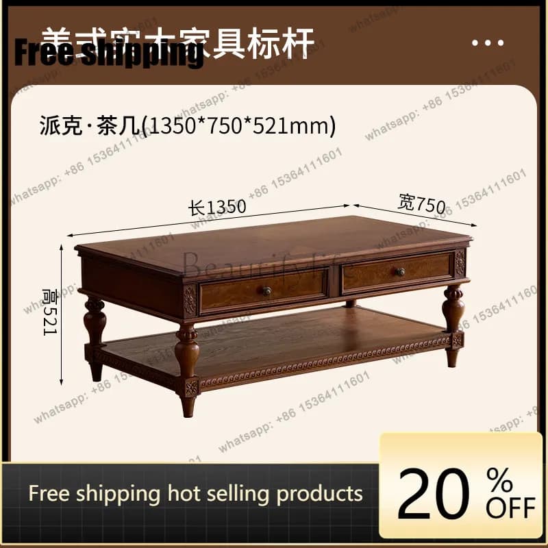 LD American all-solid wood coffee table retro high-end coffee table