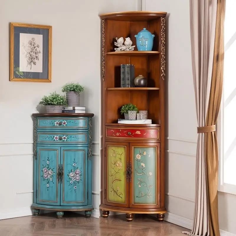 DSA painted corner cabinet solid wood country porch corner corner storage cabinet retro furniture
