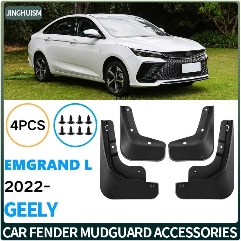 Car Mud Flaps For Geely Emgrand L 2022-2024 Auto Parts Black Splash Guards Mudguards Decoration Modification Tire Mud Protection