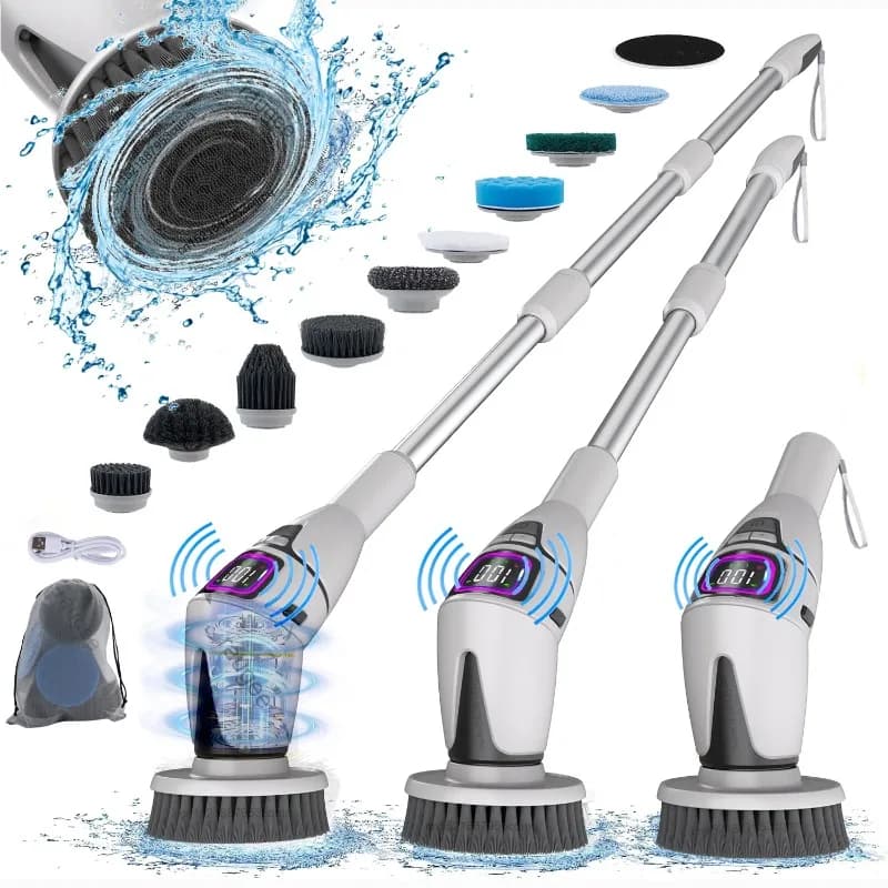 Electric Bathroom Cleaning Brush 10 in 1 Multifunctional Household Wireless Electric Spin Scrubber Cleaning for Kitchen Toilet