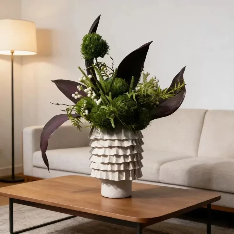 Nordic minimalist pleated vase ornaments,floral art decor,living room foyer desktop flower arrangement decor,wedding decor vase