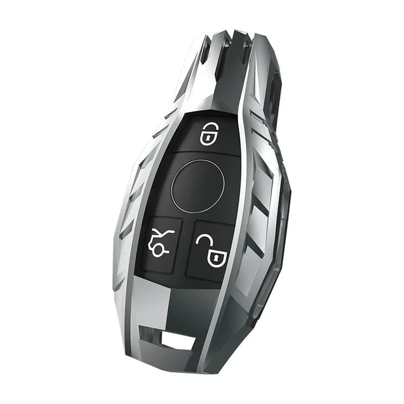 Premium Zinc Alloy Armor Key Case Cover for Mercedes-Benz A/B/C/V/CLA/GLA/E300L/Vito/AMG - Protective Armor Shell Key Bag Chain