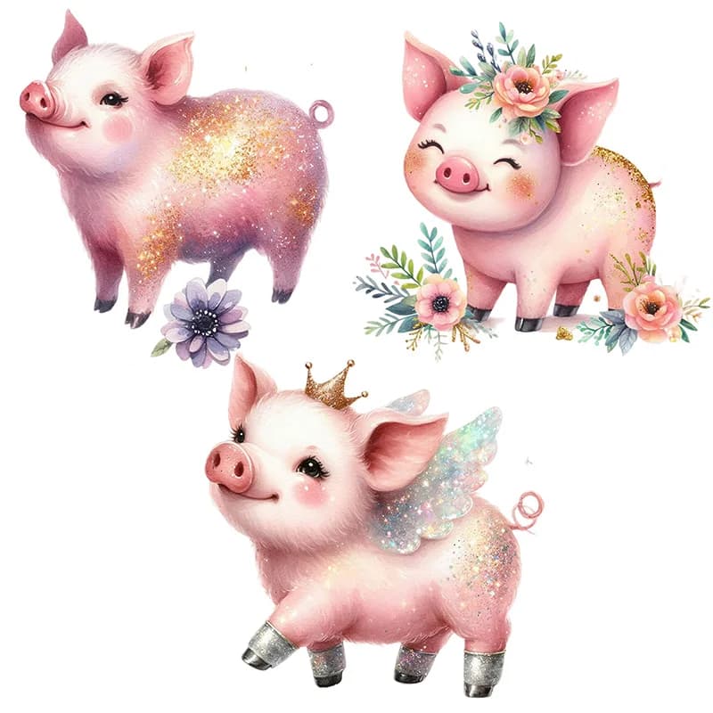 C1250# A Pig Wearing a Crown Self-Adhesive Toilet Stickers,Wall Decal Removable, Reusable Vinyl Car Sticker for Bathroom Decor