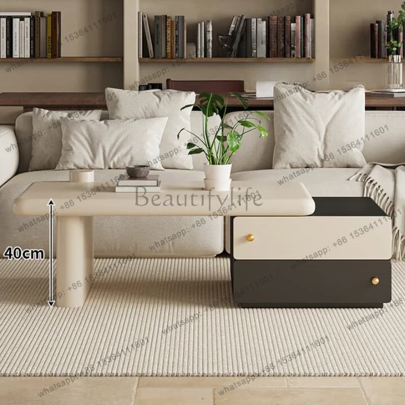 LSModern Luxury Coffee Table Wood Rustic Space Saving Minimalist Coffee Table Modern Stainless Steel Couch Tisch Furniture Home