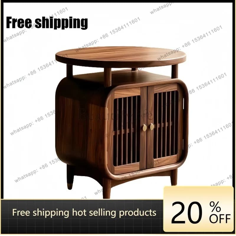 YJ new Chinese black walnut round corner storage edge solid wood furniture