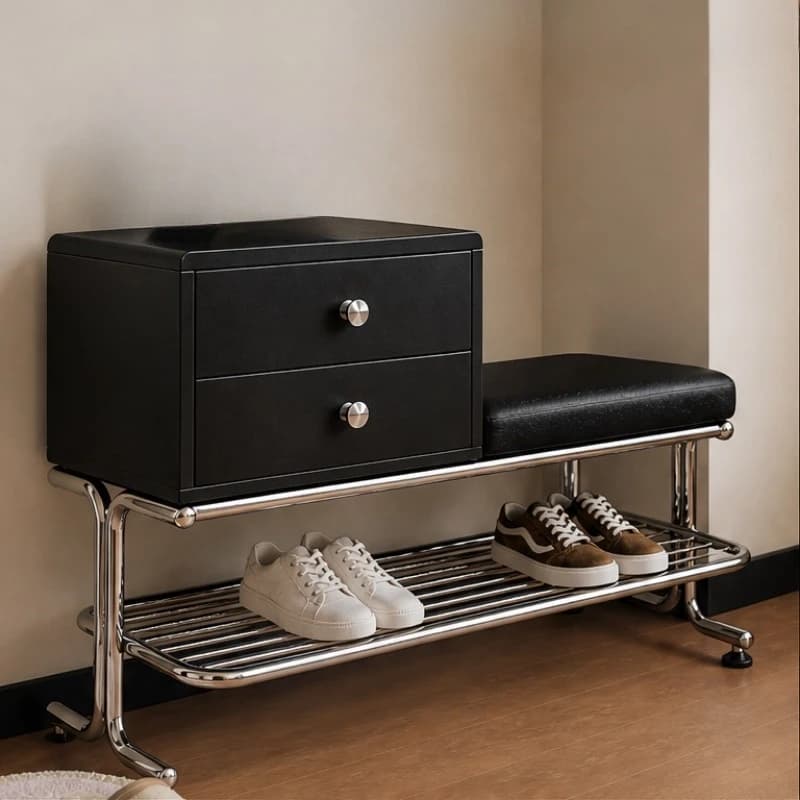 Shoe changing stool Home door locker Integrated stainless steel sitting shoe cabinet Home long shoe stool