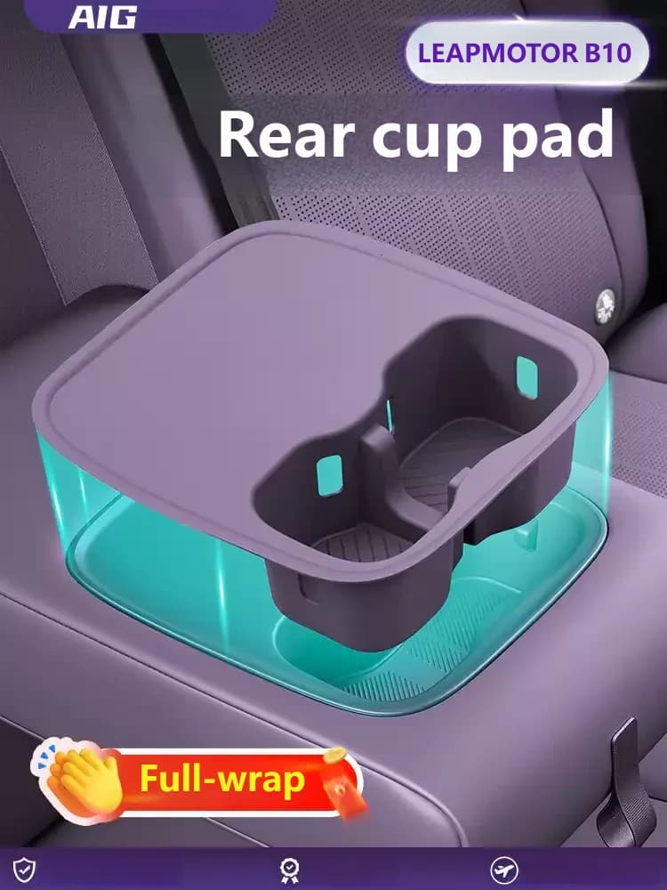 For LEAPMOTOR B10 2025 2026 Car Rear Seat Cup Holder Mat Silicone Shockproof Storage Box Second Row Cup Holder Accessories