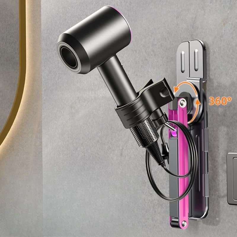 Hand-free hair dryer bracket wall hanging telescopic rotating electric hair dryer hanging shelf