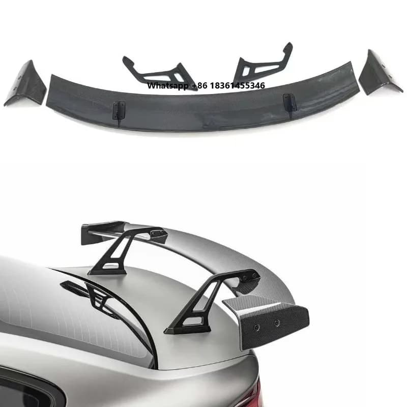 for F87 F80 F82 M2 M3 M4 Trunk Lip Splitter Carbon Fiber AD Style Swan Neck Wing Double Deck Rear Spoiler