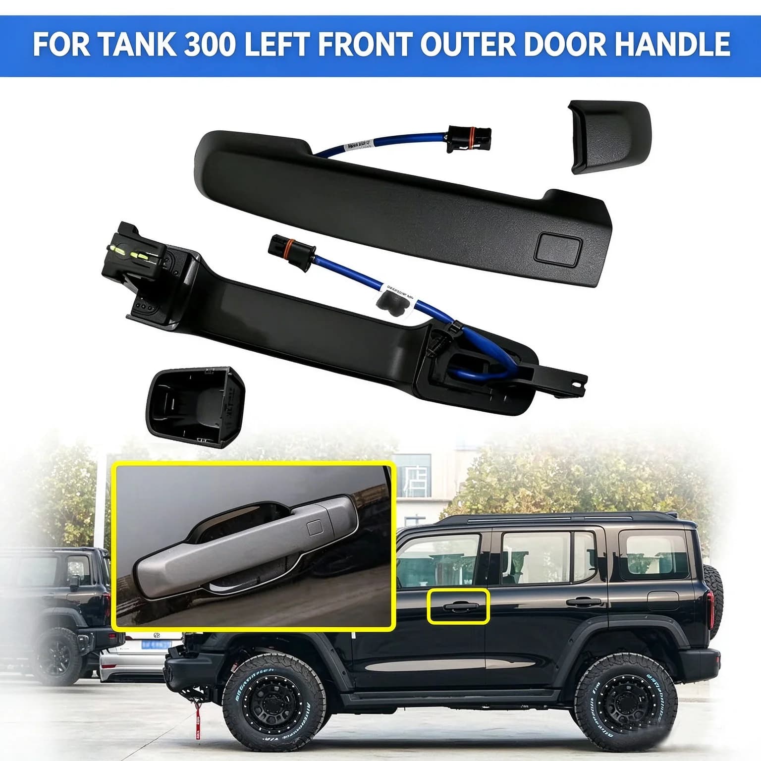 FOR GWM WEY TANK 300 2021-2024 Exterior Door Handle Assembly With Keyless Entry Sensor, Outer Door Pull Handle Replacement Part
