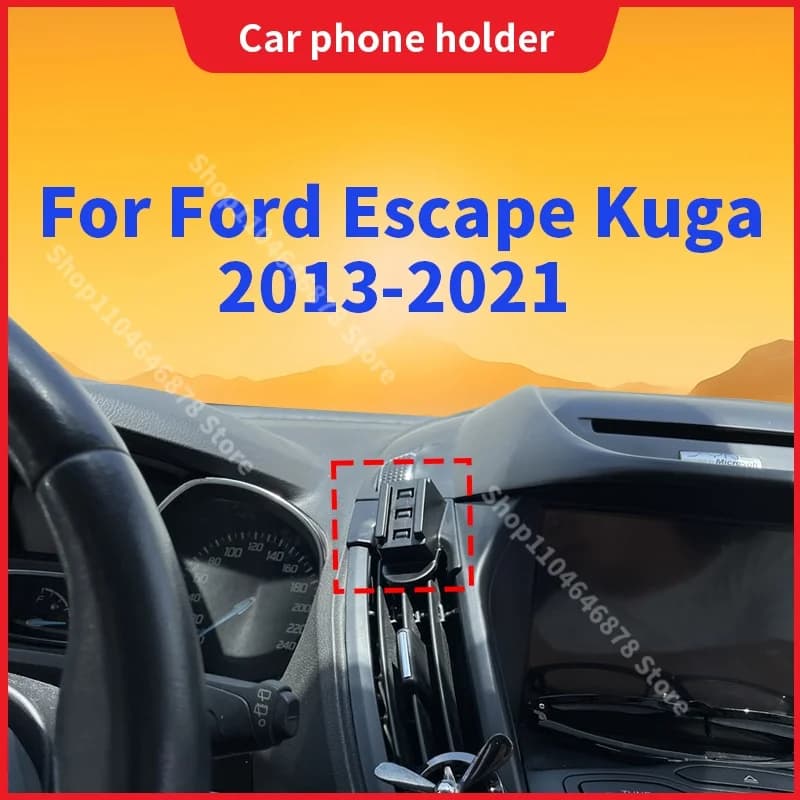 Car Phone Holder For Ford Escape Kuga 2013 2014-2021 Mobile Phone Support Car Mounts Wireless Charging Accessories 360° Rotation
