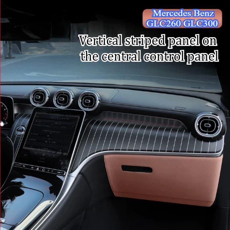 For Mercedes C Class W206 Dashboard Panel Trim Vertical Stripe Pattern Carbon Fiber Interior Decor Styling Upgrade Accessories