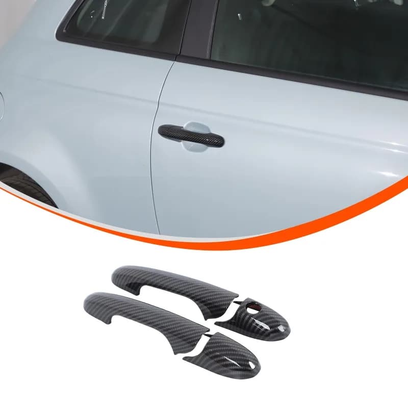ABS Carbon Fiber/ Black Car Exterior Door Handle Cover Trim For Fiat 500 and Abarth 595  695 2007-2025 Car Accessories