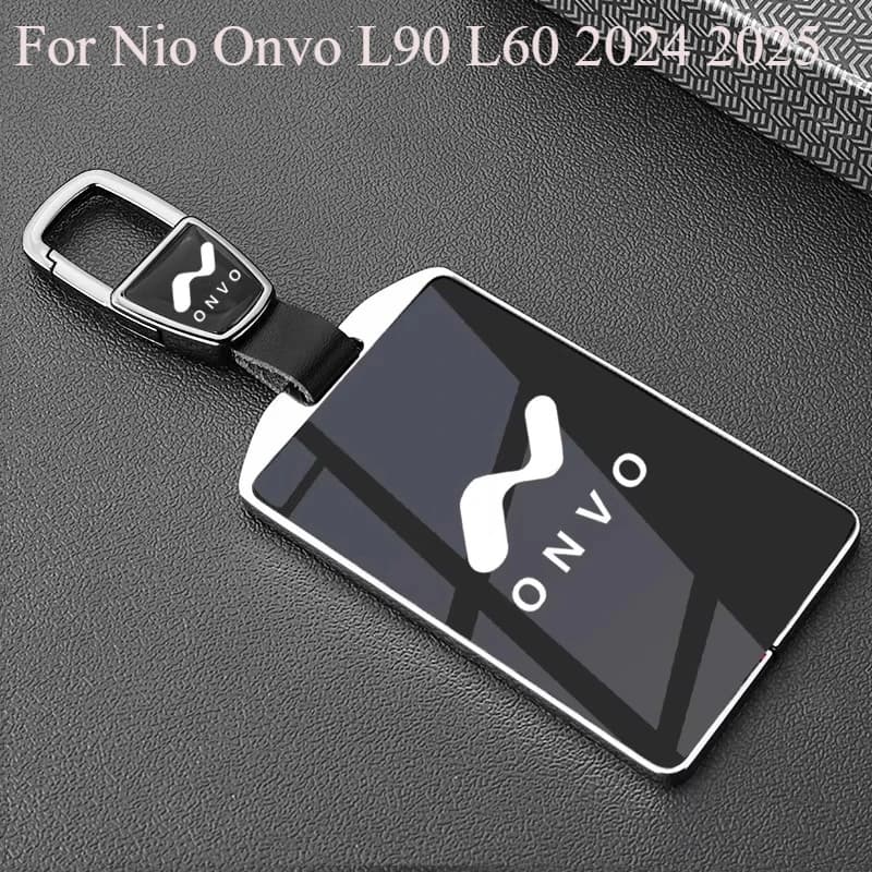 For Nio Onvo L90 L60 2024 2025 Card Key Cover Case, Zinc Alloy Protective Shell with Metal Keychain Hook