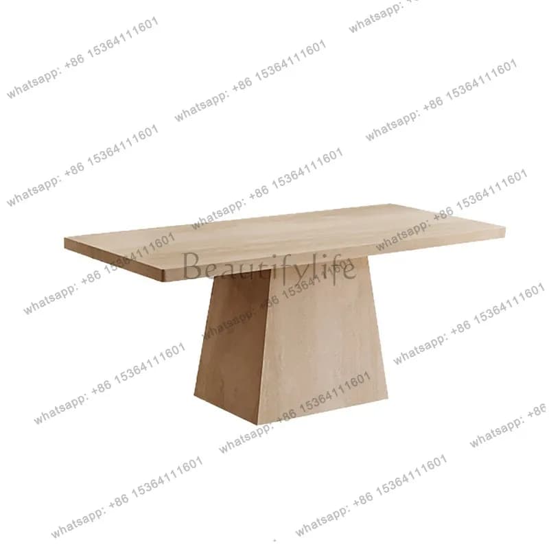 French Roman travertine rock slab dining table Modern simple medium and antique rectangular dining table