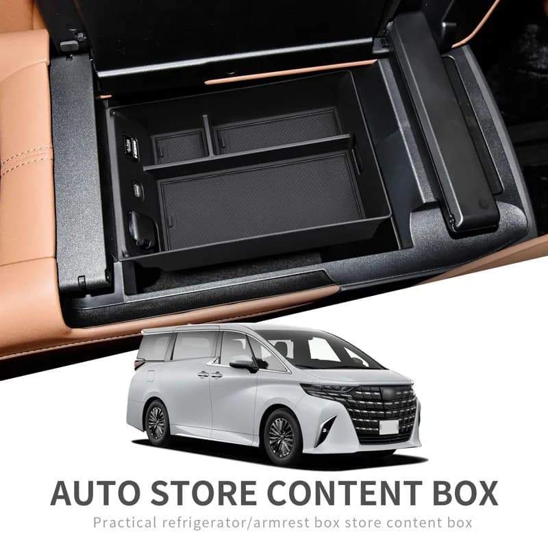 FOR Toyota Alphard 40 Series 2023+ Car Central Console Armrest Storage Box Interior Organizer Glove Tray